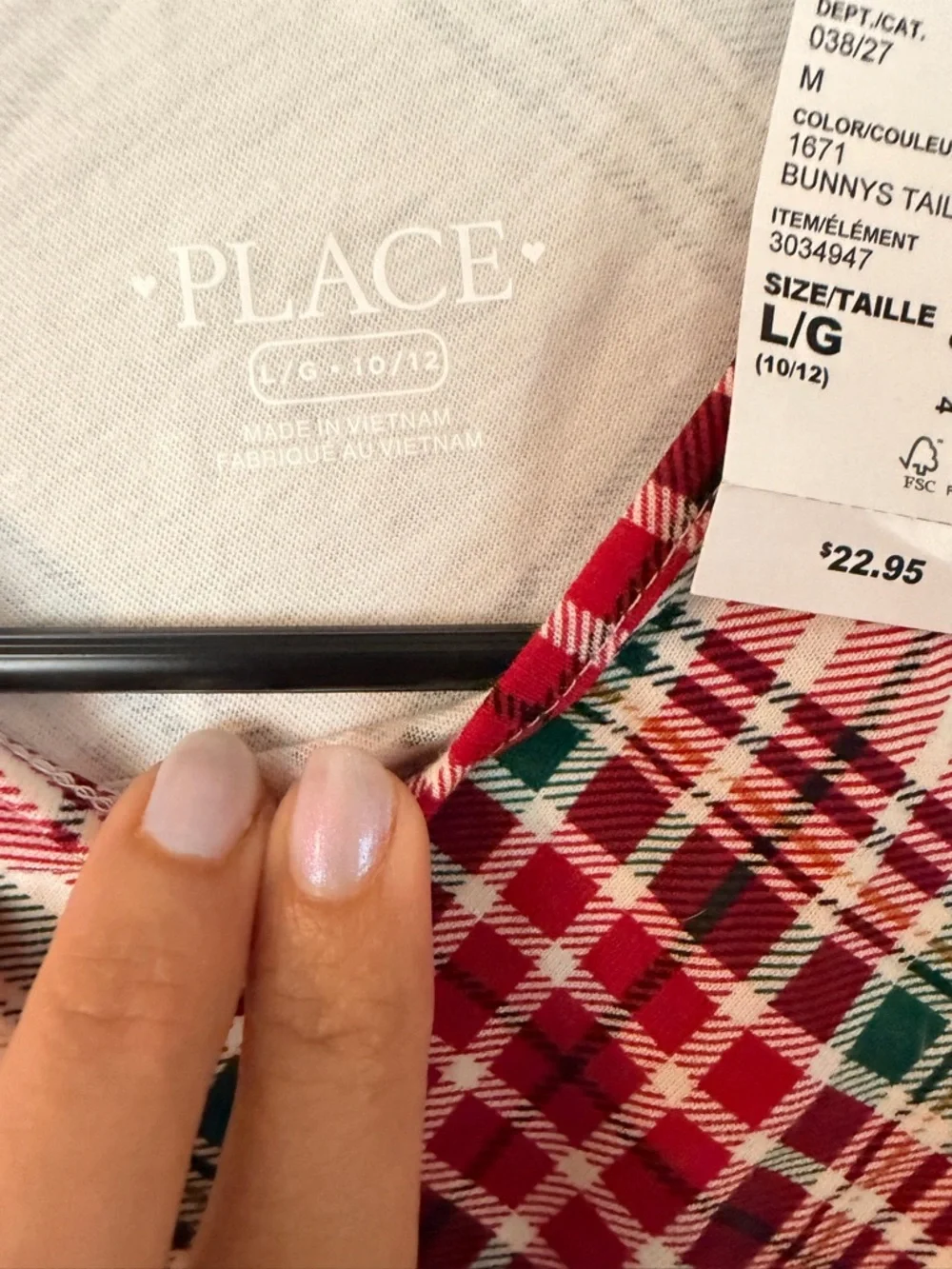The Children's Place Red, Green & Cream Plaid Girls Long Sleeve Dress - Picture 3 of 4